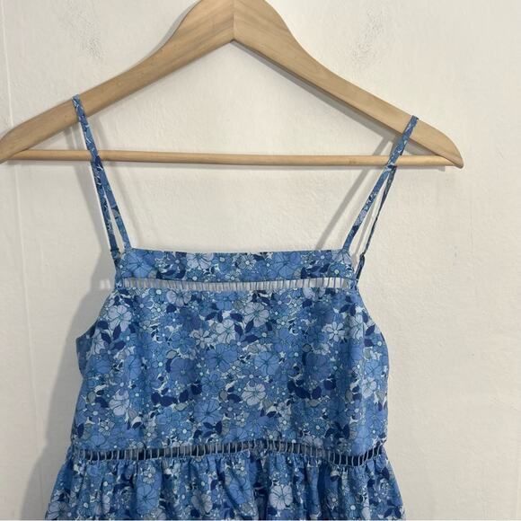 The Westside California Inspired Tank Top Maxi Blue Floral Cotton Dress Size XS - Picture 4 of 15